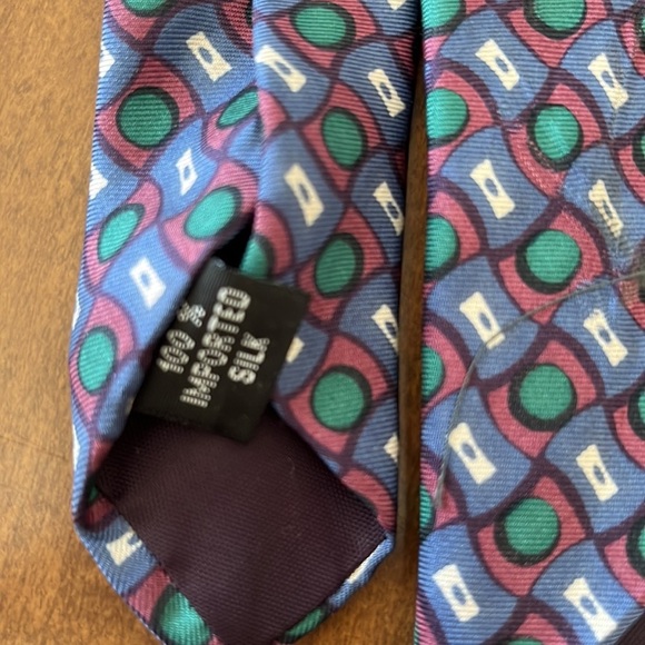 Men’s Neckties Blue Purple Teal Paisley Geometric Boston Trader’s Isaco tie - Picture 5 of 5